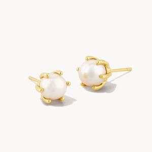 NWT Kendra Scott Ashton pearl gold stud earrings